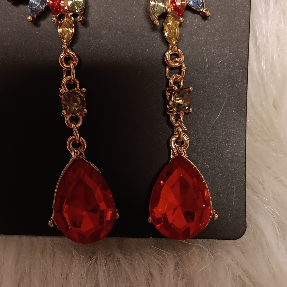 Multi Colored Crystal Dangle Earrings - image 3